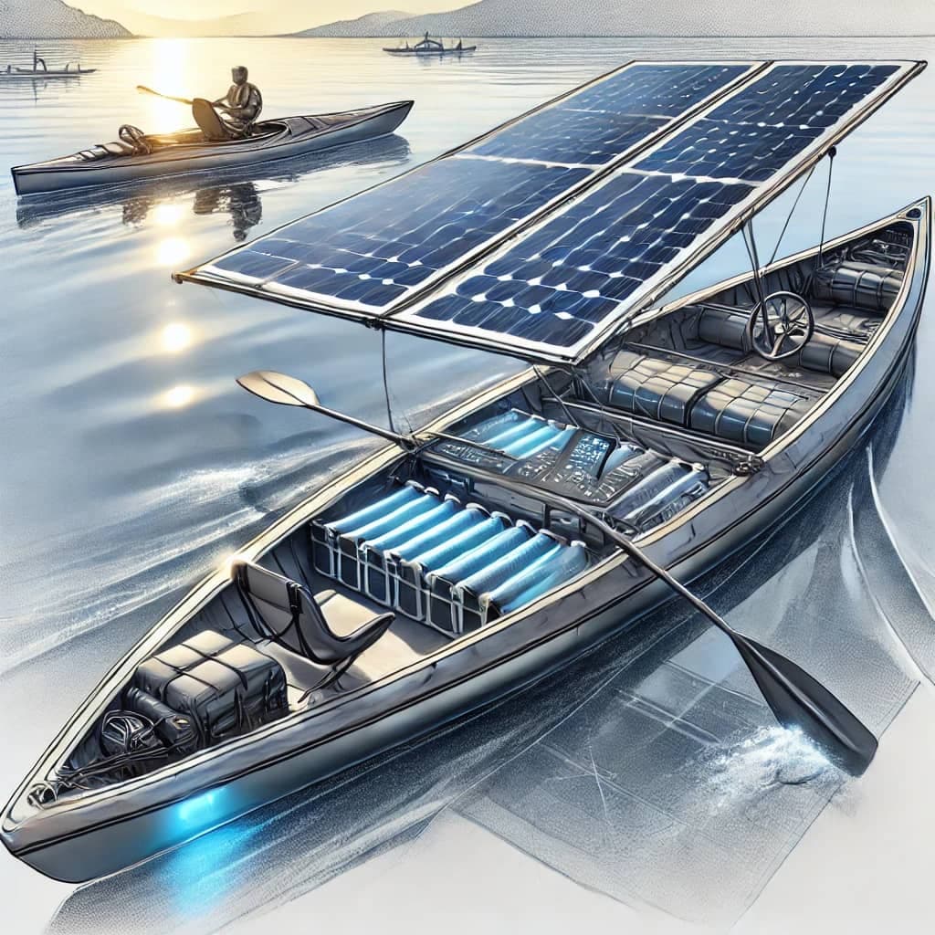 Solar-electric fishing canoe